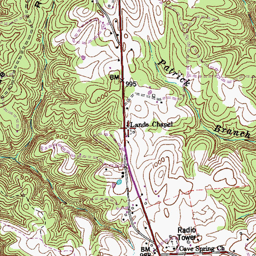 Topographic Map of Lands Chapel, KY
