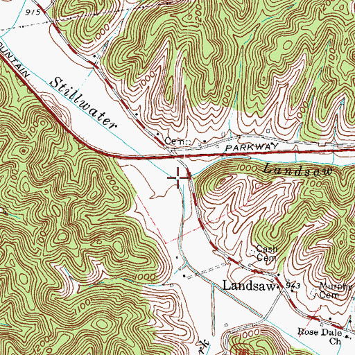 Topographic Map of Landsaw Creek, KY