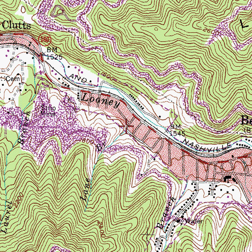 Topographic Map of Lane Branch, KY
