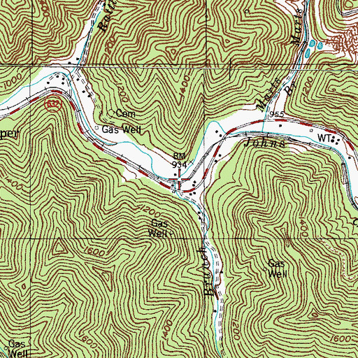 Topographic Map of Lane Branch, KY