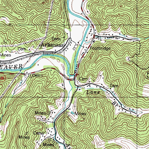 Topographic Map of Lane Branch, KY