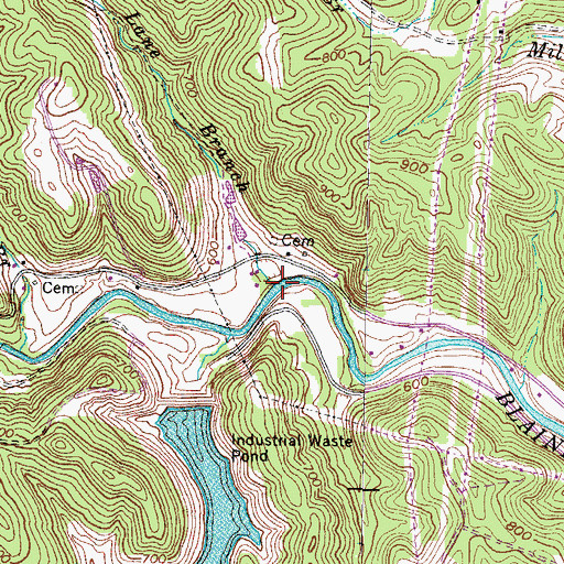 Topographic Map of Lane Branch, KY
