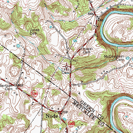 Topographic Map of Lane Cemetery, KY