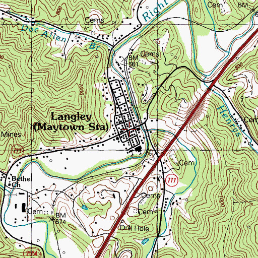 Topographic Map of Langley, KY