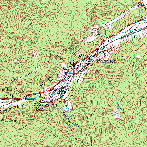 Topographic Map of Langley Branch, KY