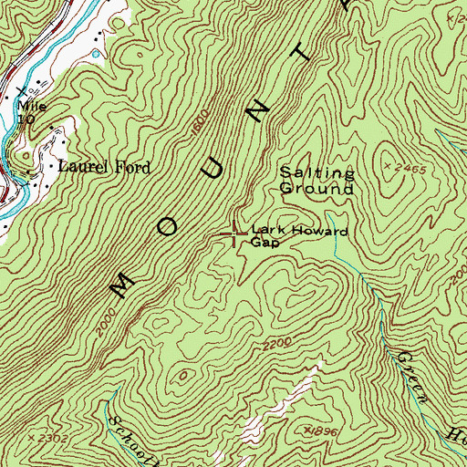 Topographic Map of Lark Howard Gap, KY