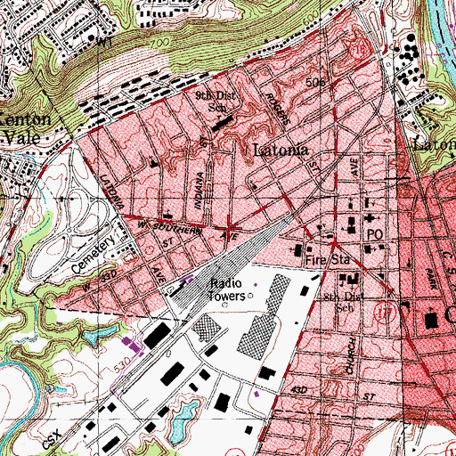 Topographic Map of Latonia, KY