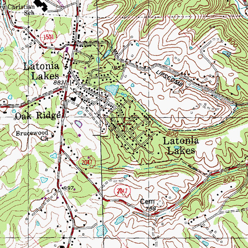 Topographic Map of Latonia Lakes, KY