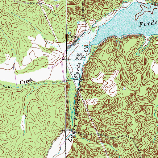 Topographic Map of Laura Furnace Creek, KY