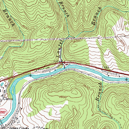 Topographic Map of Laurel Branch, KY