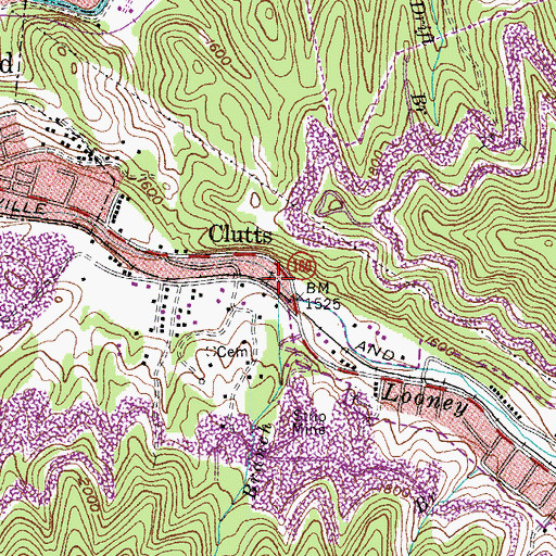 Topographic Map of Laurel Branch, KY