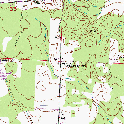 Topographic Map of Graves School, AR