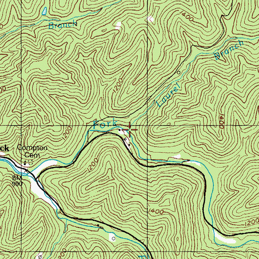 Topographic Map of Laurel Branch, KY