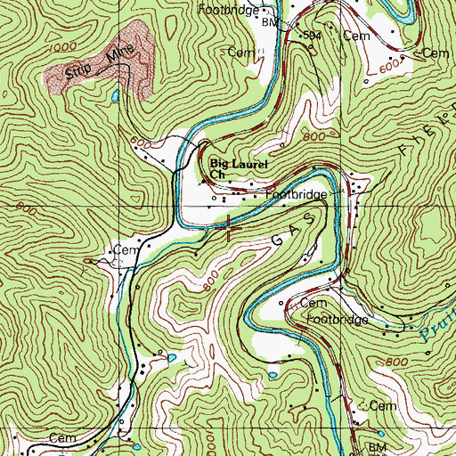 Topographic Map of Laurel Creek, KY