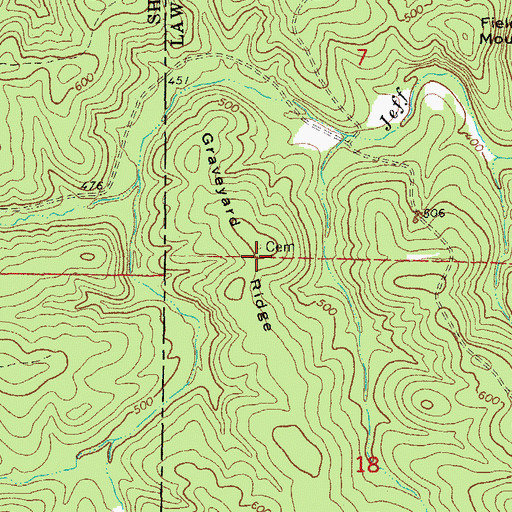Topographic Map of Graveyard Ridge, AR