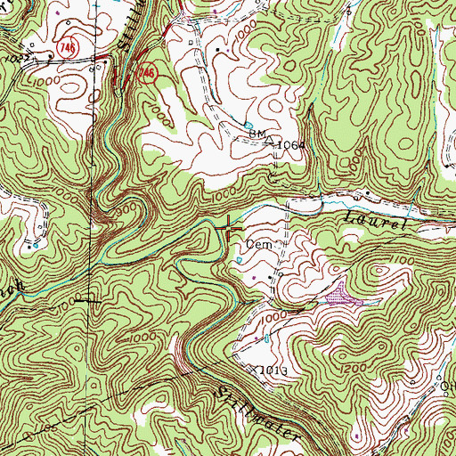 Topographic Map of Laurel Fork, KY