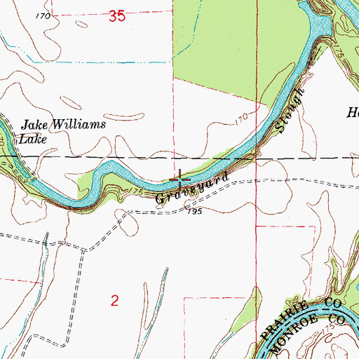 Topographic Map of Graveyard Slough, AR