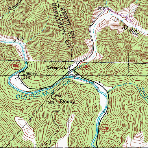 Topographic Map of Laurel Fork Quicksand Creek, KY