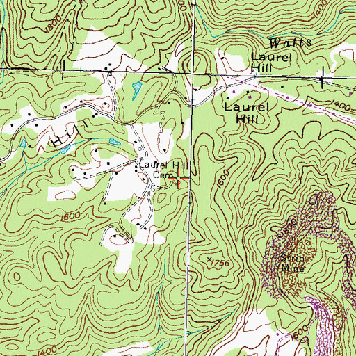 Topographic Map of Laurel Hill Cemetery, KY