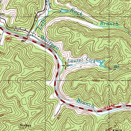 Topographic Map of Laurel Lick Branch, KY
