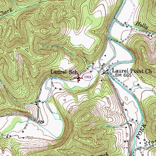 Topographic Map of Laurel School, KY
