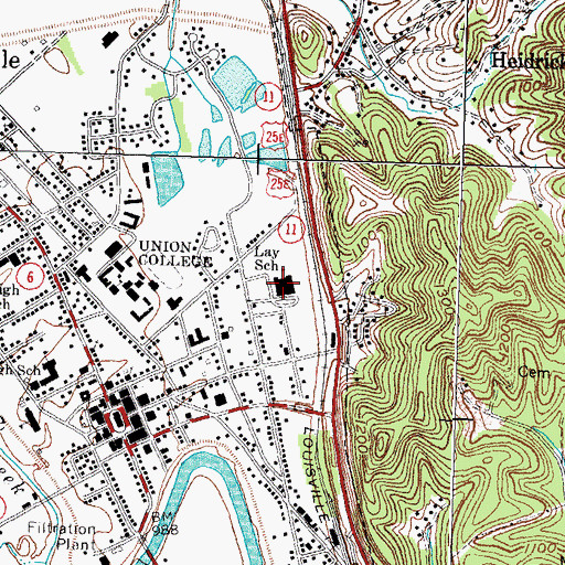 Topographic Map of Law School, KY