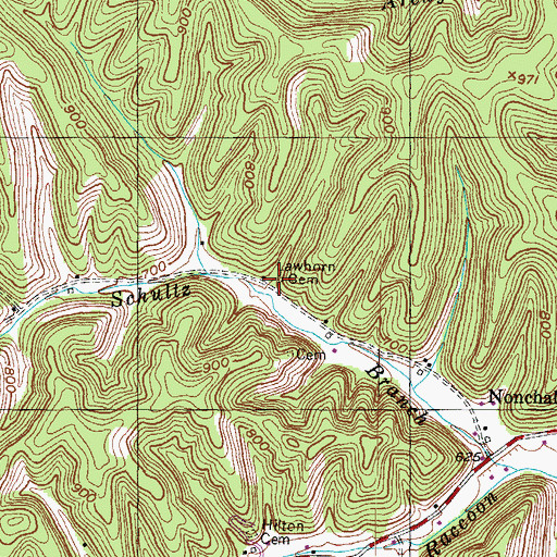 Topographic Map of Lawhorn Cemetery, KY