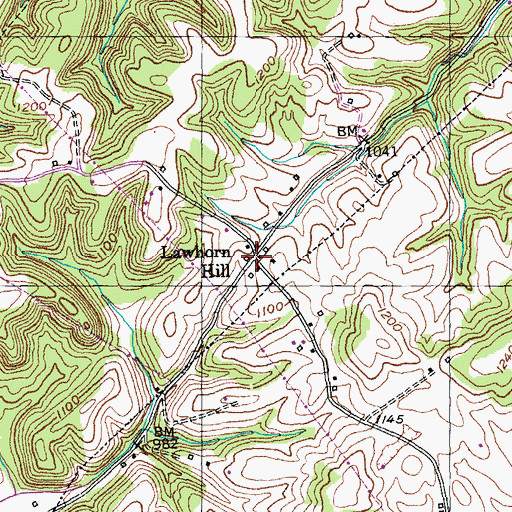 Topographic Map of Lawhorn Hill, KY
