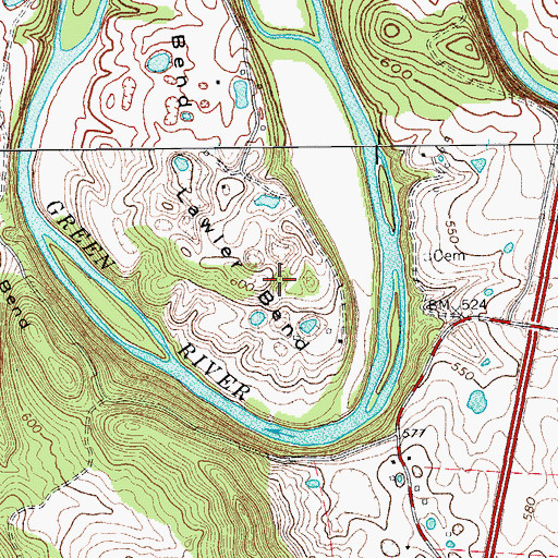 Topographic Map of Lawler Bend, KY