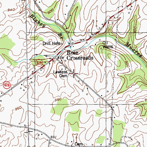 Topographic Map of Lawless Cemetery, KY