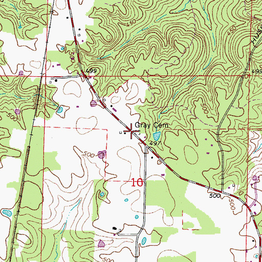 Topographic Map of Gray Cemetery, AR