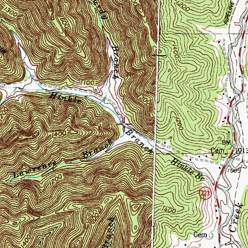 Topographic Map of Lawrence Branch, KY