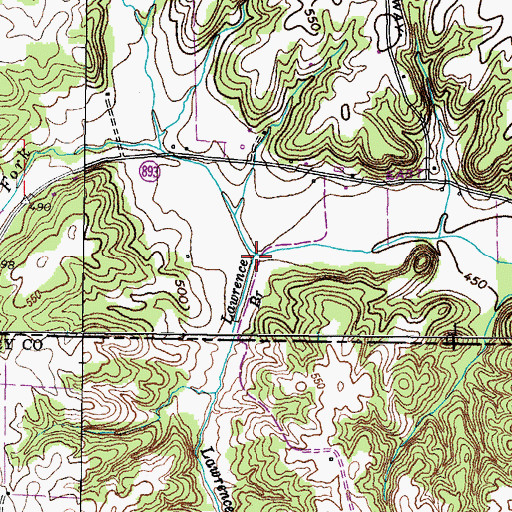 Topographic Map of Lawrence Branch, KY