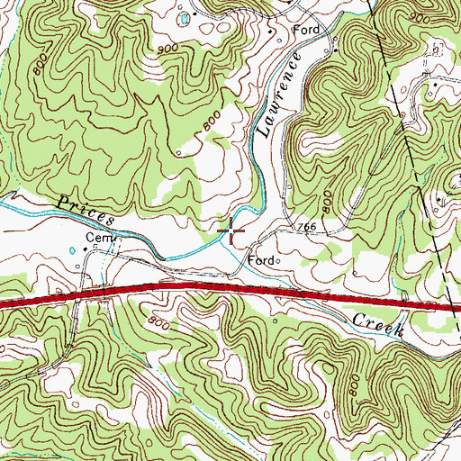 Topographic Map of Lawrence Creek, KY
