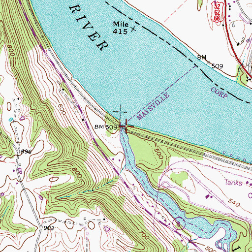 Topographic Map of Lawrence Creek, KY