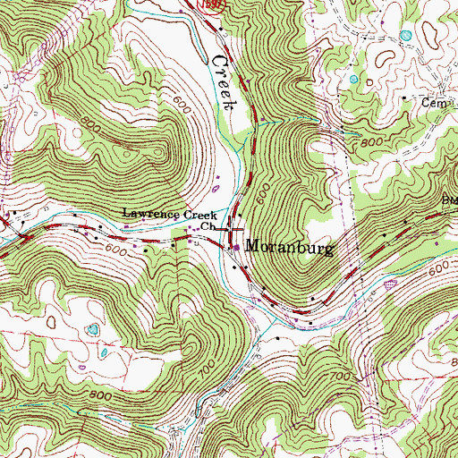 Topographic Map of Lawrence Creek Christian Church, KY
