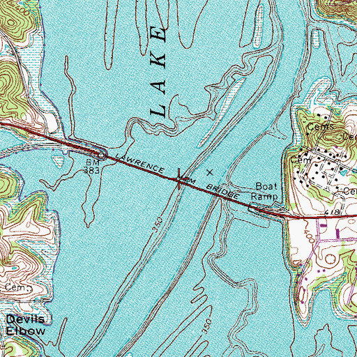 Topographic Map of Lawrence Memorial Bridge, KY