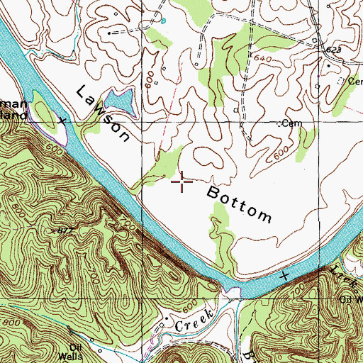 Topographic Map of Lawson Bottom, KY