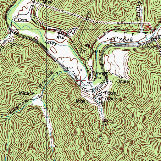 Topographic Map of Lawson Branch, KY