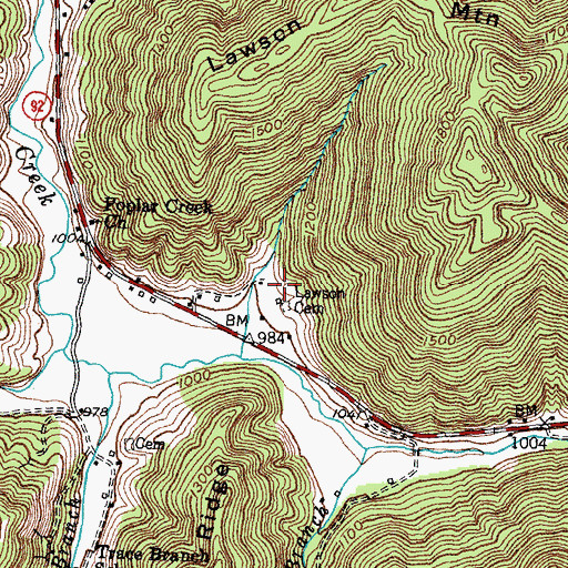 Topographic Map of Lawson Cemetery, KY