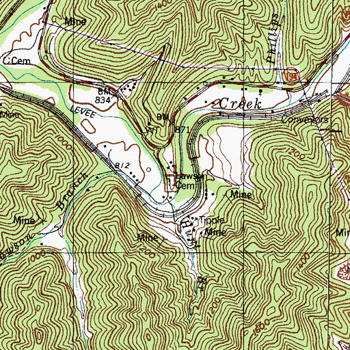 Topographic Map of Lawson Cemetery, KY
