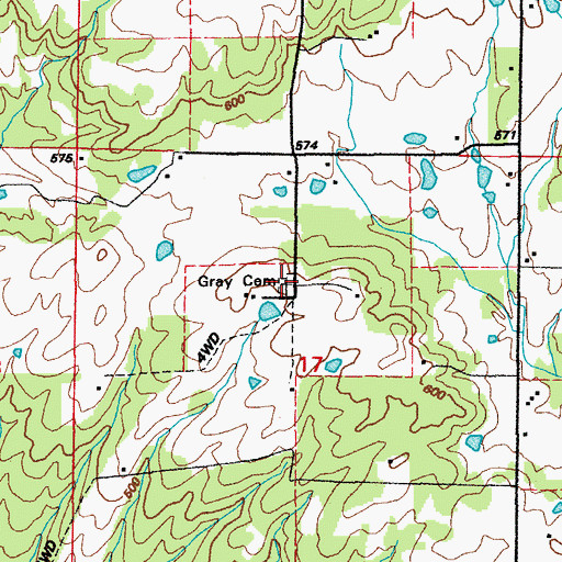 Topographic Map of Gray Cemetery, AR