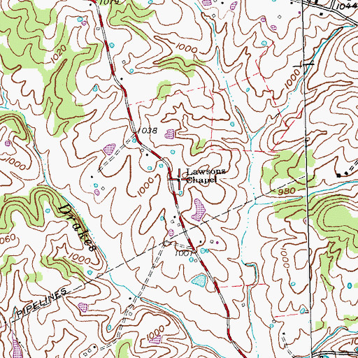 Topographic Map of Lawsons Chapel, KY