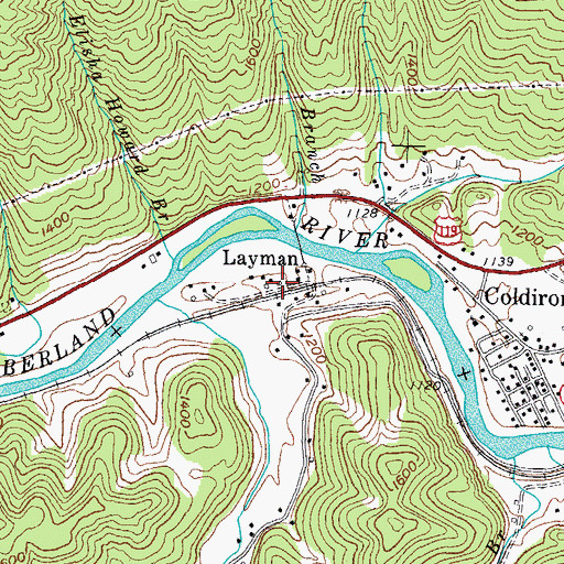 Topographic Map of Layman, KY