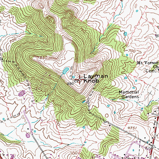 Topographic Map of Layman Knob, KY