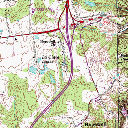 Topographic Map of La Clara Lakes, KY