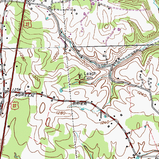 Topographic Map of Leach Cemetery, KY