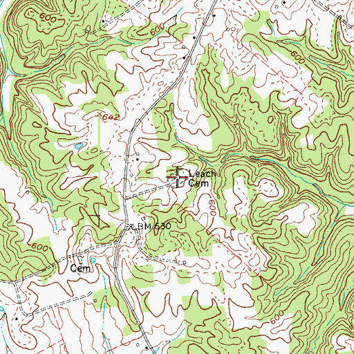 Topographic Map of Leach Cemetery, KY