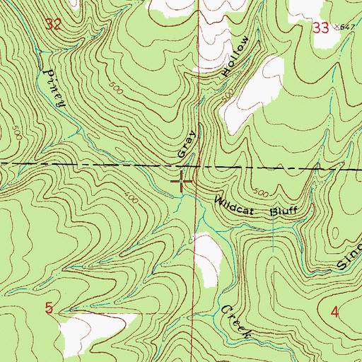 Topographic Map of Gray Hollow, AR