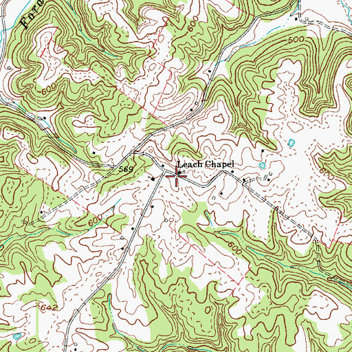 Topographic Map of Leach Chapel, KY